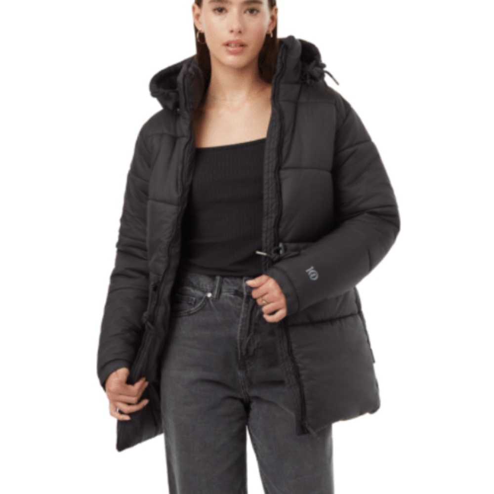 NWT Tentree Women's Cloud Shell Drawstring Puffer Jacket in Black, Size Small